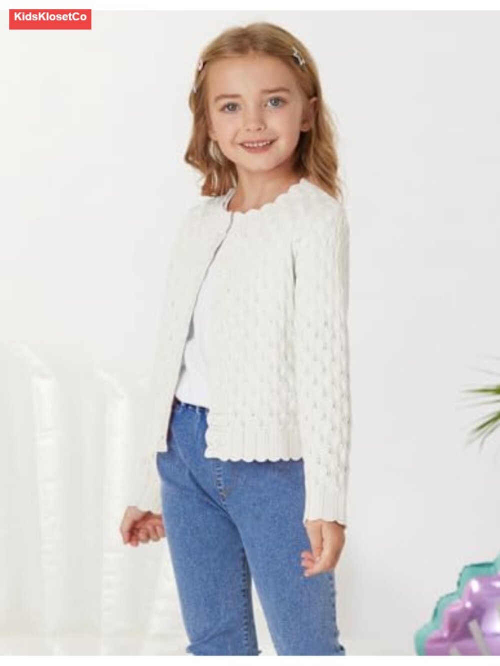 Girls Long Sleeve Cable Knit Cardigan Button Front Sweater 6-13Y - Picture 3 of 6